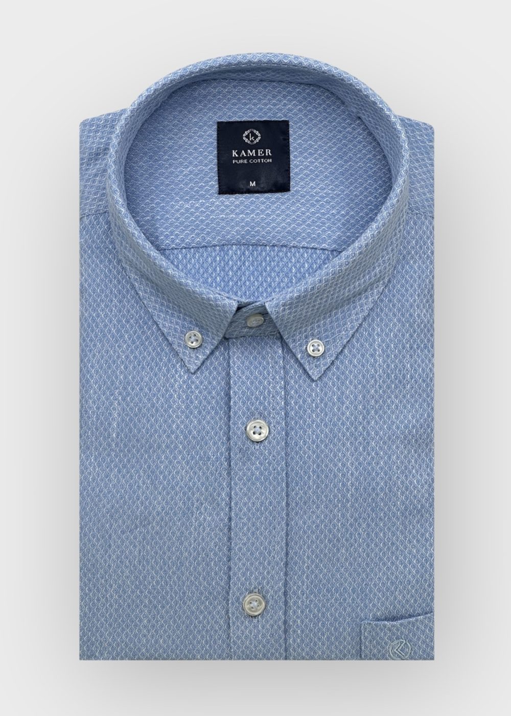 REGULAR FIT TAM PAMUK AÇIK MAVİ GÖMLEK
