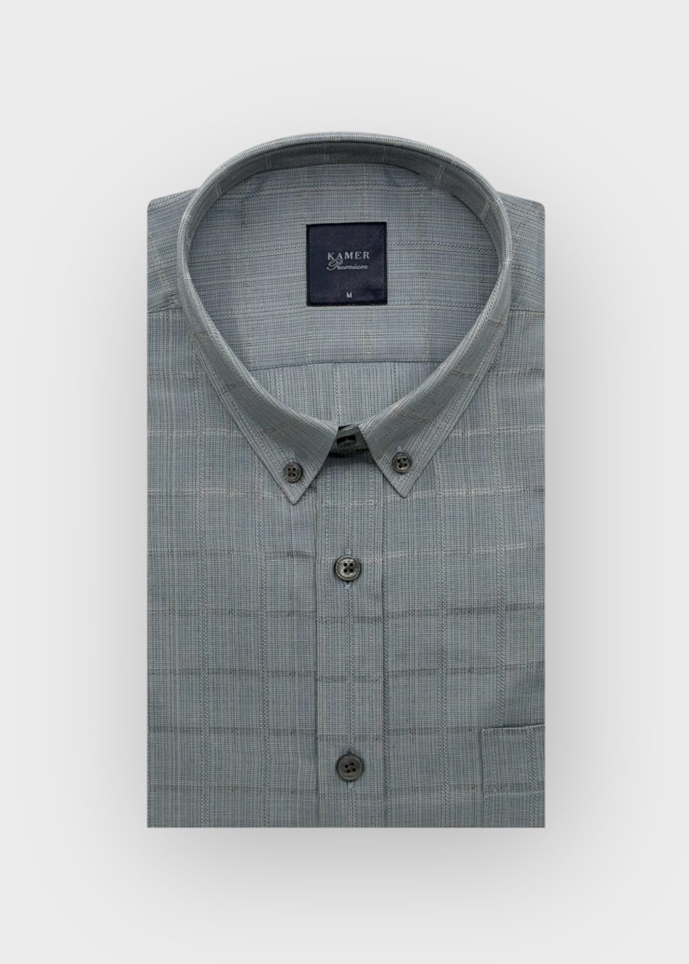 REGULAR FIT KARELİ GRİ GÖMLEK