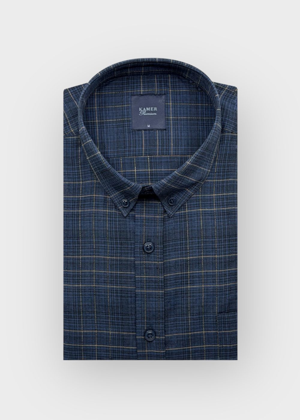 REGULAR FIT KARELİ LACİVERT GÖMLEK