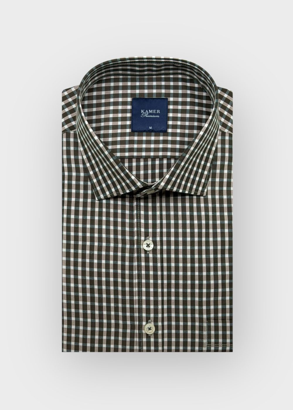 REGULAR FIT KARELİ HAKİ GÖMLEK