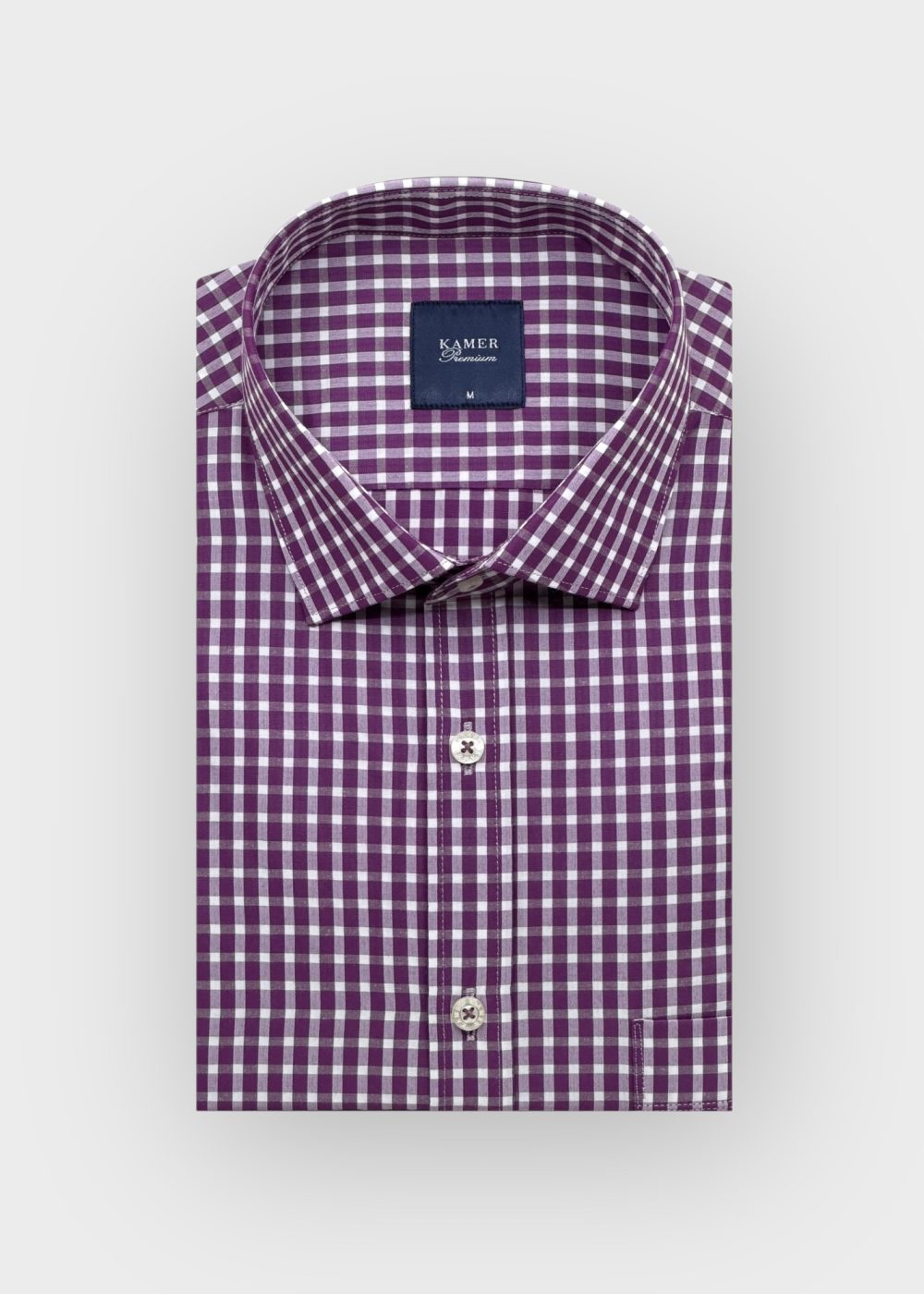 REGULAR FIT KARELİ PEMBE GÖMLEK