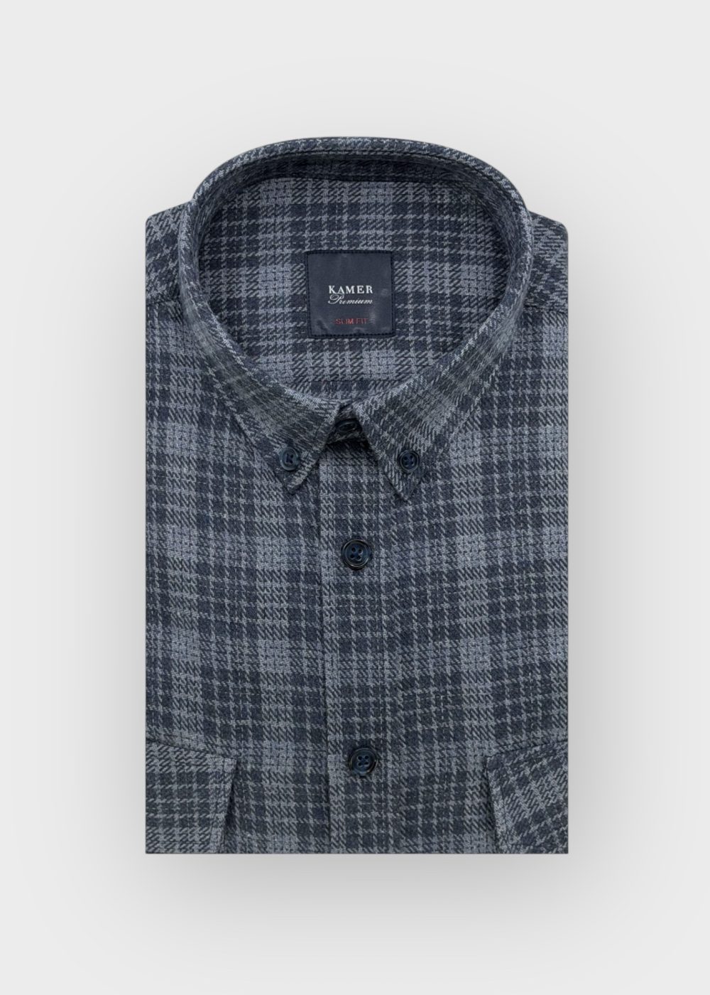 SLIM FIT KIŞLIK ÇİFT CEPLİ MAVİ GÖMLEK