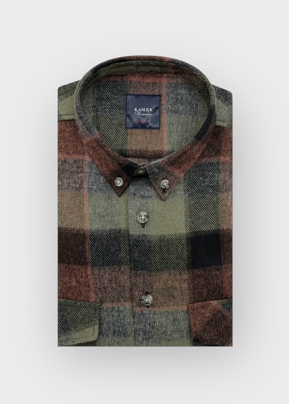 SLIM FIT KIŞLIK ÇİFT CEPLİ YEŞİL GÖMLEK