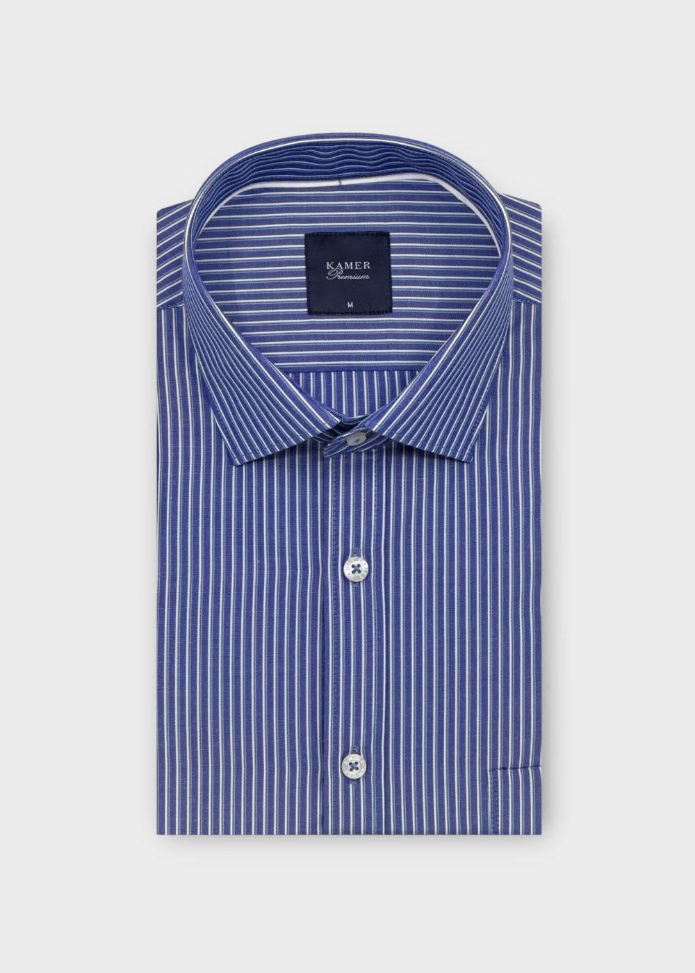 ERKEK KLASİK ÇİZGİLİ KOYU MAVİ GÖMLEK